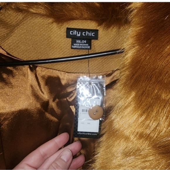 🍁🍂NWT CITY CHIC Make Me Blush Coat - caramel 24 - Picture 6 of 9
